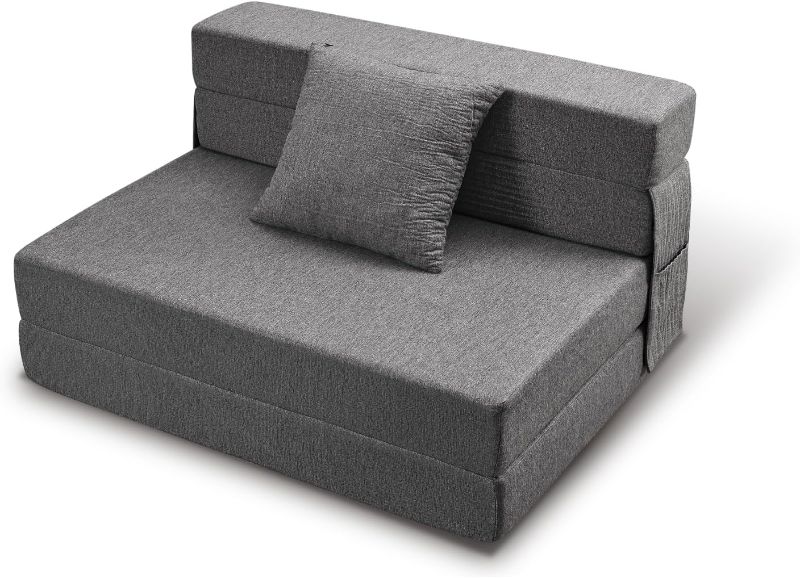 Photo 1 of Folding Sofa Bed, 6 inch Memory Foam Couch, Convertible Sleeper Chair Floor Couch, Futon Sofa Sleeper Chair with Pillow & Washable Cover for Living Room/Bedroom/Guest 76" x 39" x 6"(Dark Grey)