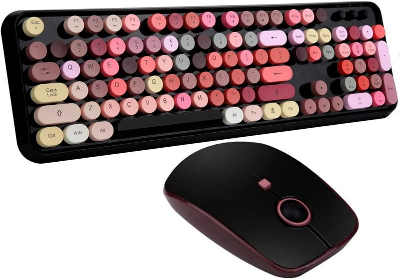 Photo 1 of FOPETT Keyboard and Mouse Sets, Wireless, Reliable 2.4 GHz Connectivity for PC,Laptop,Smart TV and More (Black Colorful)