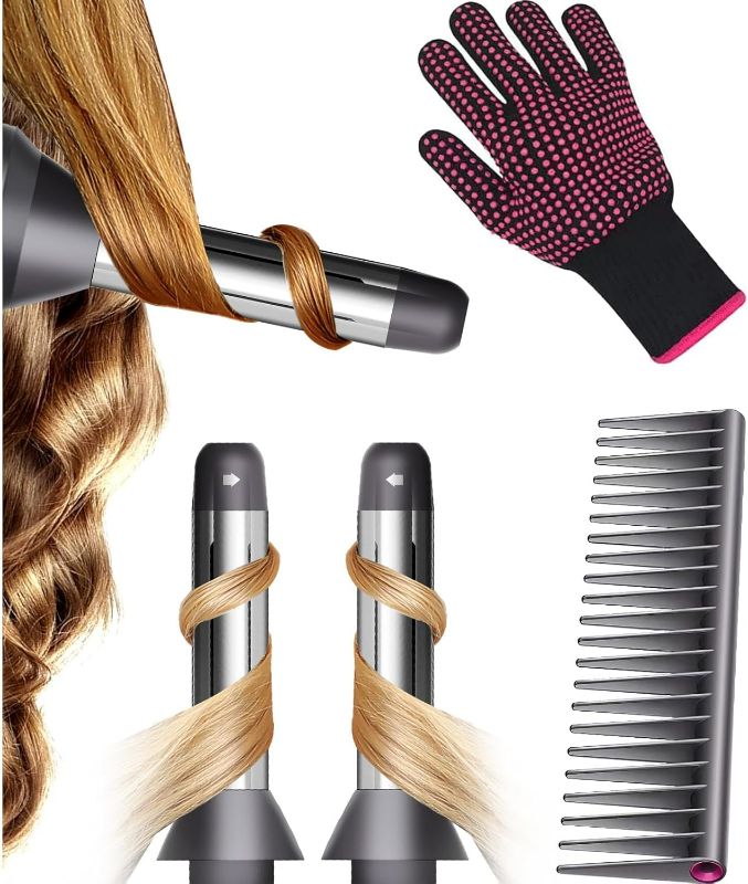 Photo 1 of Automatic Curling Wands Attachments with 2 Curlers for Dyson Supersonic Hair Dryer Airwrap, Waver Styling Iron Tool Blow Dryer Accessories Set Detangling comb and Heat-Resistant Glove