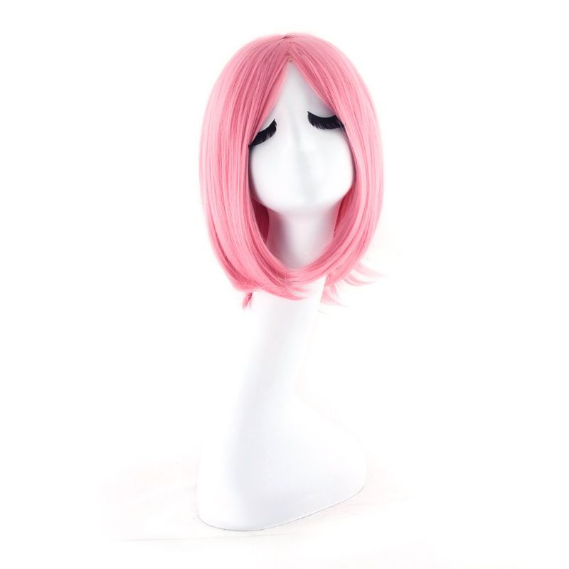 Photo 1 of 12"/30cm Fashion Unisex Short Straight Wig (Pink)