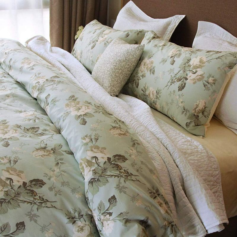 Photo 1 of Queen - Brandream French Country Garden Toile Floral Printed Duvet Quilt Cover Cotton Bedding Set Asian Style Tapestry Pattern Chinoiserie Peony Blossom Tree Branches Multicolored Design (Queen,Mint Green)