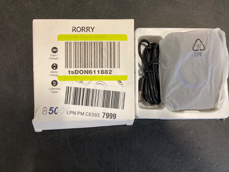 Photo 2 of (Black)(Type C Charging Cable) RORRY Portable Apple Watch Charger,5000mAh iWatch Wireless Charger Power Bank with Built-in Cable, Travel Keychain Charger for Apple Watch 9/Ultra2/8/Ultra/7/6/Se/5/4/3,iPhone 15/14/13/12/11 