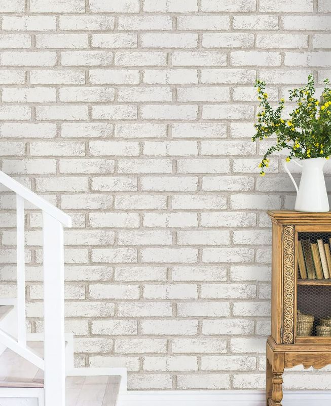 Photo 1 of Brick Wallpaper Brick Peel and Stick Wallpaper Self Adhesive Brick Contact Paper Faux Brick Wallpaper Removable Wall Paper for Bedroom Laundry Room Accent Walls 17.7"×78.7"