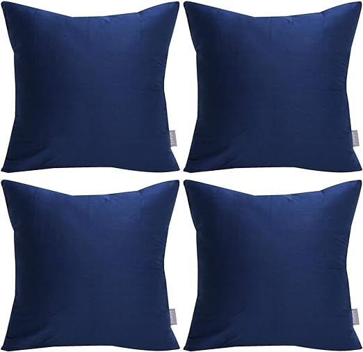 Photo 1 of 4-Pack 100% Cotton Comfortable Solid Decorative Throw Pillow Case Square Cushion Cover Pillowcase Sublimation Blank Pillow Covers DIY Throw Pillowcase for Sofa Bedroom(18x18 inch/45x45cm,Navy)