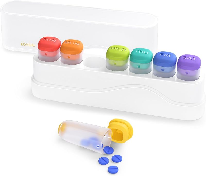 Photo 1 of Weekly Pill Organizer 1 Time a Day, KOVIUU Detachable Pill Box 7 Day, Portable Travel Pill Case, Medication Holder Container, Once Daily Pillbox Dispenser for Vitamin Medicine Supplement, White