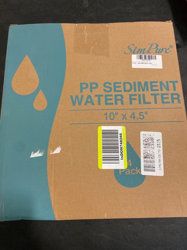 Photo 2 of 10" x 4.5" Whole House Sediment Water Filter, SimPure 5 Micron 10-inch Big Water Filter Replacement Cartridge Compatible with W15-PR, DGD-5005, FP15B, HD-950A, GXWH35F, GXWH30C for Well Water 4-Pack