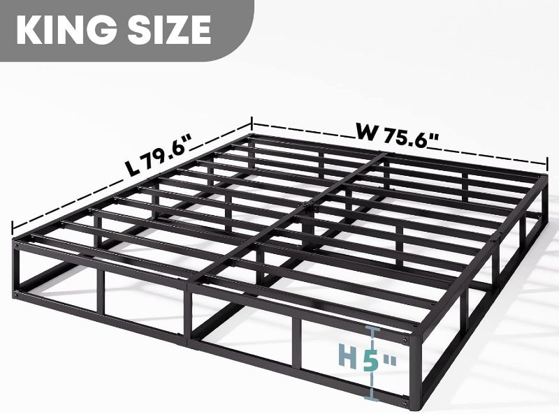 Photo 2 of 5 inch Low Profile King-Box-Spring Only, Heavy Duty Metal King Box Spring with Fabric Cover, Easy Assembly, Non Slip, Noise Free