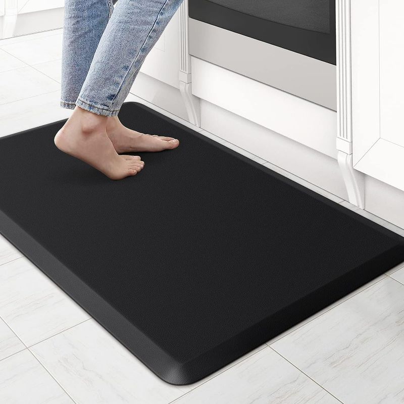 Photo 1 of Kitchen Mat Cushioned Anti Fatigue Rug 17.3"x28" Waterproof, Non Slip, Standing and Comfort Desk/Floor Mats for House Sink Office (Black)