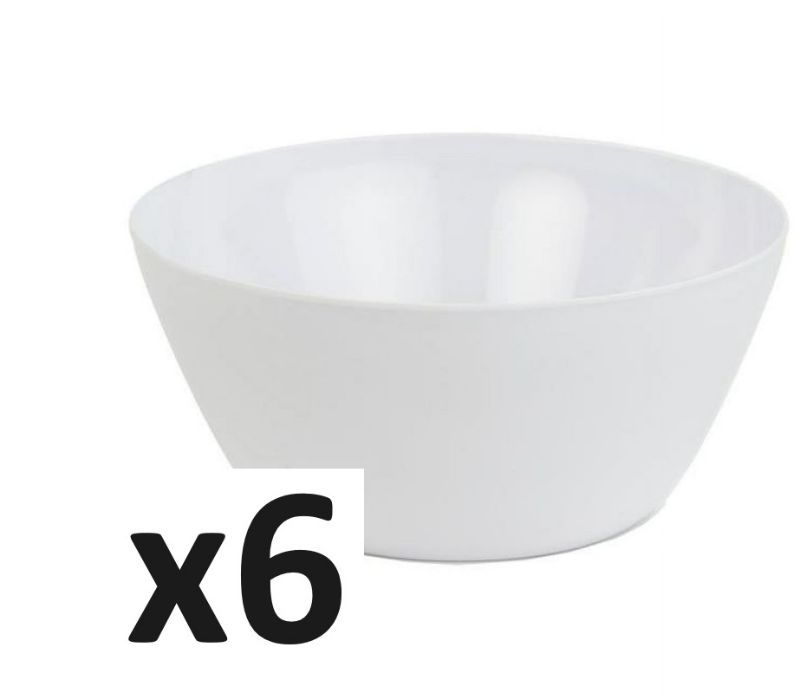 Photo 1 of WHT 9.8 in. Melamine Dinnerware Serving Bowl - White 6 ct