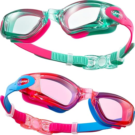 Photo 1 of CAPAS Kids Swim Goggles, Pack of 2 Waterproof Anti-Fog Anti-UV Water Pool Swimming Class Goggles for Boys Girls Age 4-12