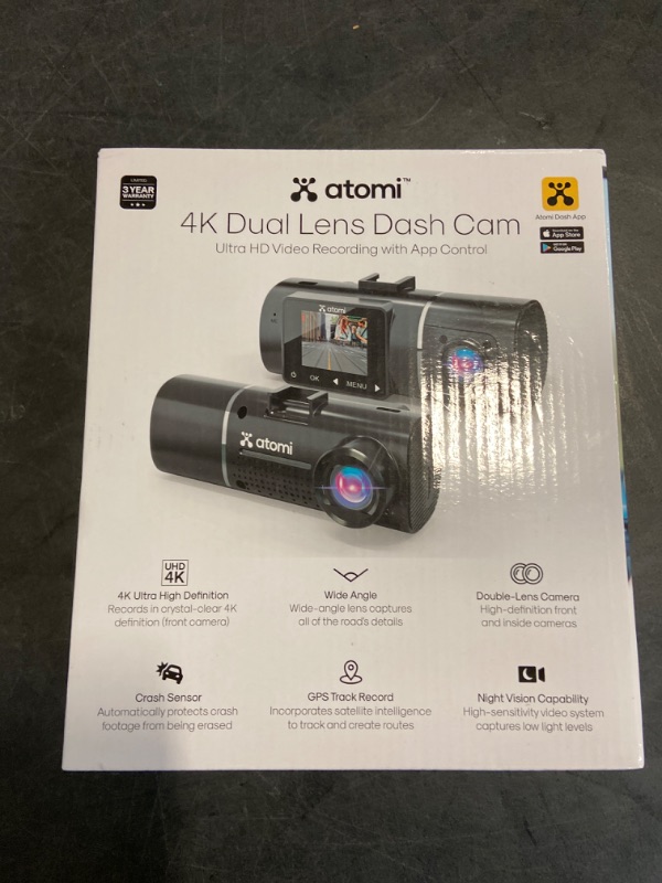 Photo 2 of Atomi 4K Dual Lens Dash Cam