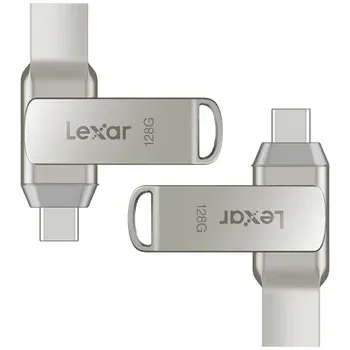 Photo 1 of Lexar Dual Drive USB-C & USB-A 128GB – 2-pack
2-in-1 Flash Drive for Your USB Type-C™ and Type-A devices
Quickly Transfer Your Favorite Content
Stylish Metal Housing and Swivel Design
Secure Your Files with Lexar DataShield
Compatible with Android™, PC, a