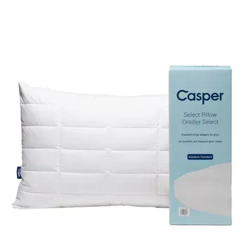 Photo 1 of Casper Select Pillow
Quilted Cover Made with 100% Cotton
Down Alternative Fiber Fill
Medium Profile with Medium – Soft Feel
Adjustable Profile and Machine Washable