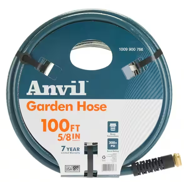 Photo 1 of 5/8 in. x 100 ft. Medium-Duty Garden Hose
300+PSI High performance burst strength
Ideal for standard every day gardening and lawn care needs
Designed with solid brass couplings to prevent corrosion