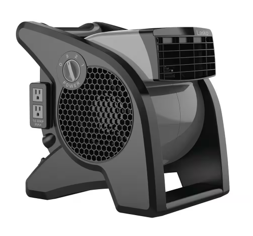 Photo 1 of 11.2 in. 3 Speeds Blower Fan in Gray with Carry Handle, Circuit Breaker, Power Outlets, High Velocity Utility Pivoting