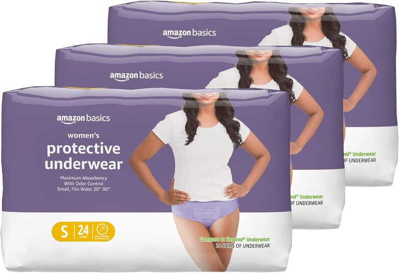 Photo 1 of  Incontinence & Postpartum Underwear for Women, Maximum Absorbency, Small, 72 Count, 3 Packs of 24, Lavender