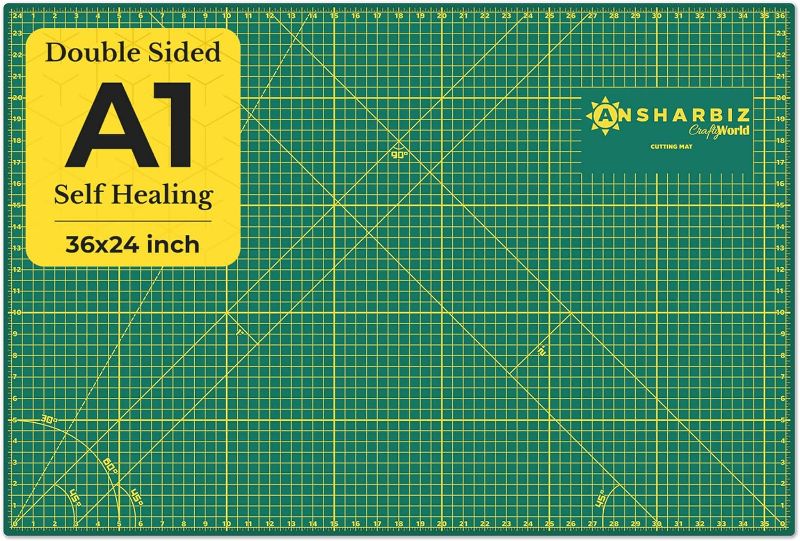 Photo 1 of 24 x 36 Cutting Mat for Sewing, Self Healing Double Sided Quilting Crafts Mat - Fabric Cutting Mat - Non Slip surface - Rotary Cutting Board Green