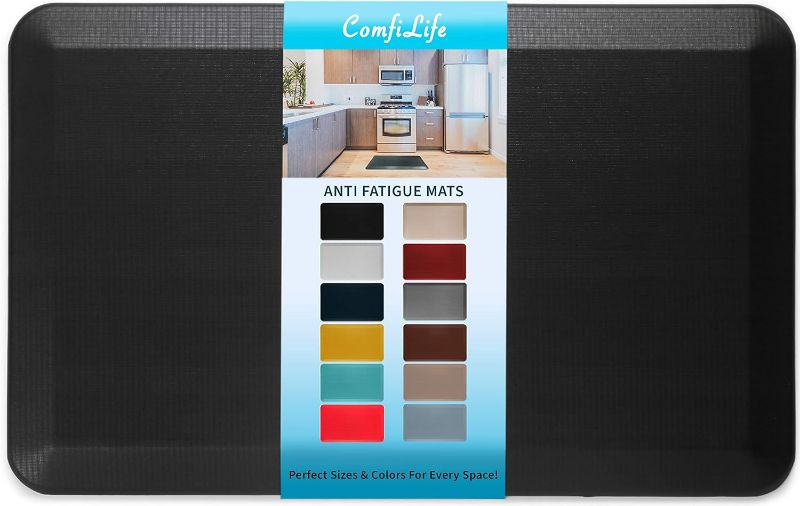 Photo 1 of ComfiLife Anti Fatigue Floor Mat – 3/4 Inch Thick Perfect Kitchen Mat, Standing Desk Mat – Comfort at Home, Office, Garage – Durable – Stain Resistant – Non-Slip Bottom (20" x 32", Black)