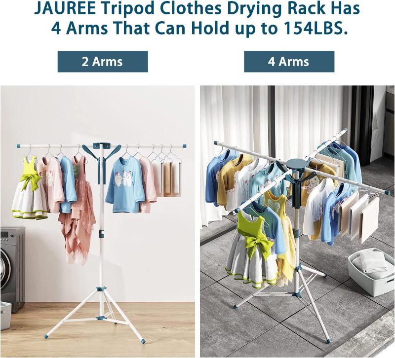 Photo 2 of Tripod Clothes Drying Rack, Garment Rack Portable and Foldable Space Saving Laundry Drying Rack - Drying Rack Clothing Floor Folding Balcony Bedroom Household Aluminum