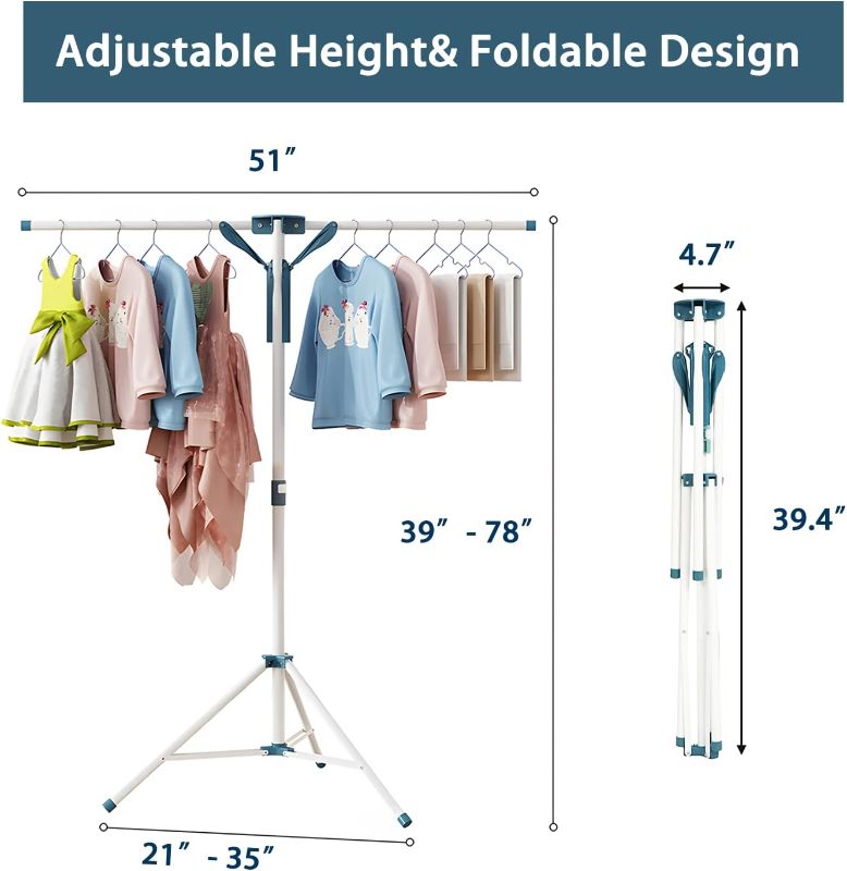 Photo 3 of  Tripod Clothes Drying Rack Folding Indoor, Portable Drying Rack Clothing and Height-Adjustable, Space Saving Laundry Drying Rack with 20 Clips