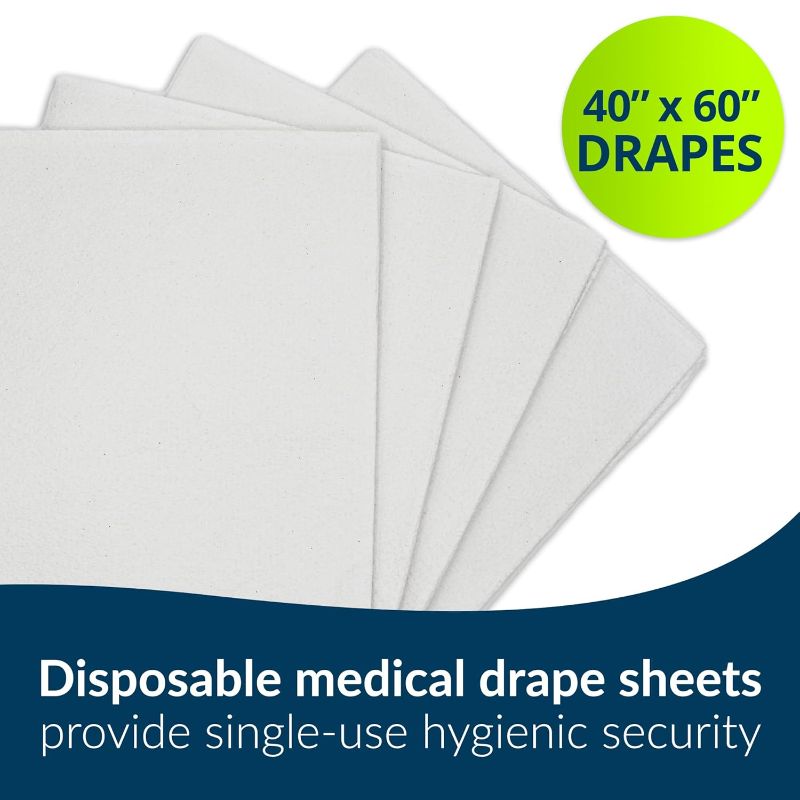 Photo 2 of Avalon Single-Use Medical Patient Drape Sheets, White, 40” x 60” (Pack of 100) ? 2-Ply Tissue ? Pebble Embossed ? Latex-Free Medical Supplies ? Tattoo Supplies