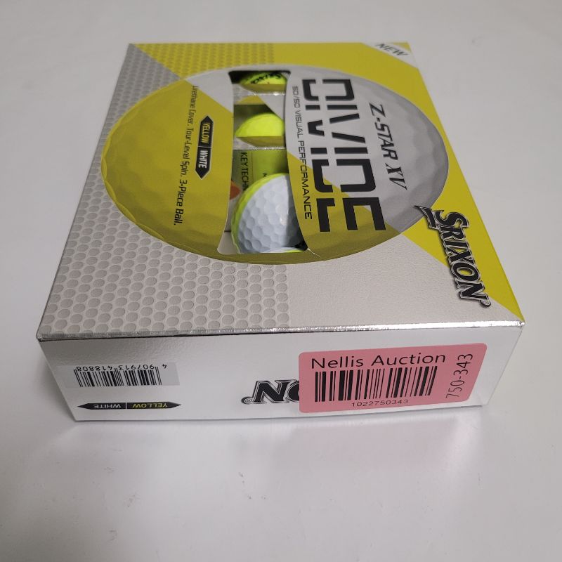 Photo 1 of ** SINGLE HIT TEST ON PARTIAL SET ** Z-STAR XV Divide Golf Balls The Srixon Z-STAR XV DIVIDE 9 golf balls are engineered for golfers who demand maximum distance and visual performance. This premium, three-piece ball delivers explosive ball speed and a uni