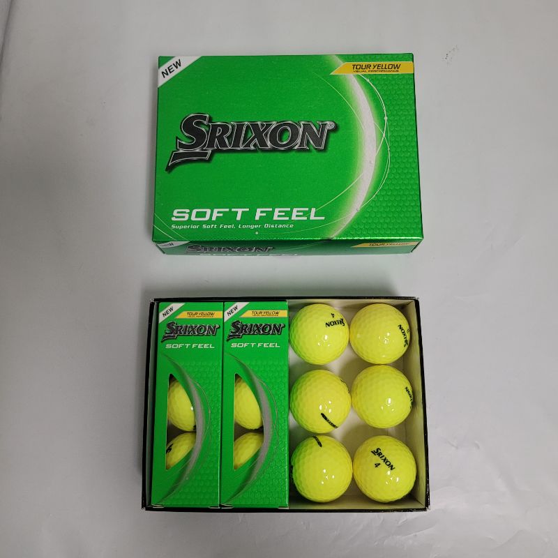 Photo 1 of ** Single  TEST ON PARTIAL SET **  Play the next round with the SRIXON Soft Feel Golf Balls 12-Pack. Their 2-piece construction provides a soft feel. The 338-dimple reduces drag, and their ionomer cover enhances durability. The polyurethane core increases