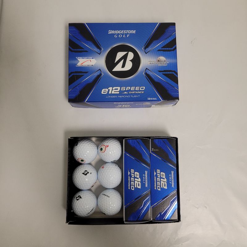 Photo 1 of ** Single  TEST ON PARTIAL SET ** Start achieving hole in ones with the Bridgestone Golf E12 Speed Golf Balls 12-Pack. Its Mindset technology offers a visual cue on the golf ball that reminds you of the easy 3-step process. The 2-piece construction provid