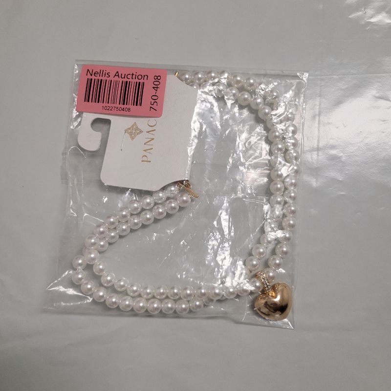 Photo 1 of Panacea Women's Layered Faux Pearl Heart Pendant Necklace - 8" Adjustable