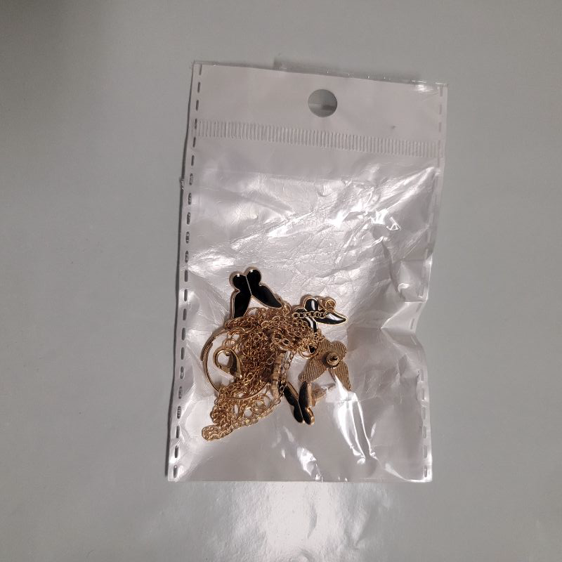 Photo 1 of Jewelry Set for Women Necklace and Earrings Bracelet and Rings Set Drip Glaze Butterfly Pendant Necklace Butterfly Stud Earings Jewellery gifts for Her/Wife/Mom - 9" adjustable necklace - 6" adjustable ring