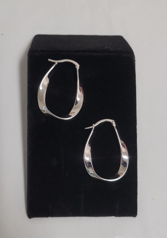 Photo 1 of 925 Sterling Silver Post Hoop Earrings For Women Mobius Strip Twist hoop Earring Fine Jewelry