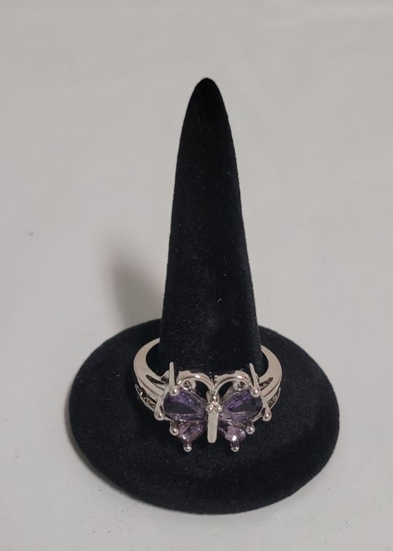 Photo 1 of Women Silver Purple Butterfly Ring - Size 10
