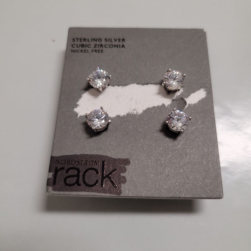 Photo 1 of 2 pair - Sterling Silver with Cubic Zirconia stones earrings