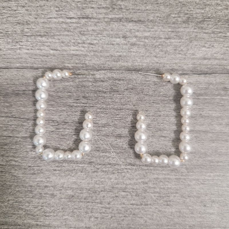 Photo 1 of Faux Pearl Hoop Earrings