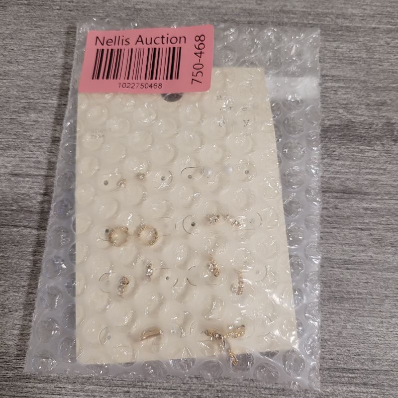 Photo 1 of Crystal Glass Pearl Stud and Small Hoop Earring Set 8pc - a New Day™ Gold: Nickel-Free Metal, Post Closure 