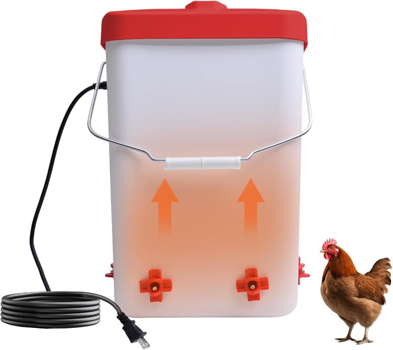 Photo 1 of Heated Chicken Waterer 3 Gallon Poultry Water Heater with 4 Nipples Freeze Proof Chick Waterer Heater for Winter Chicken Turkey Pigeon Goose
