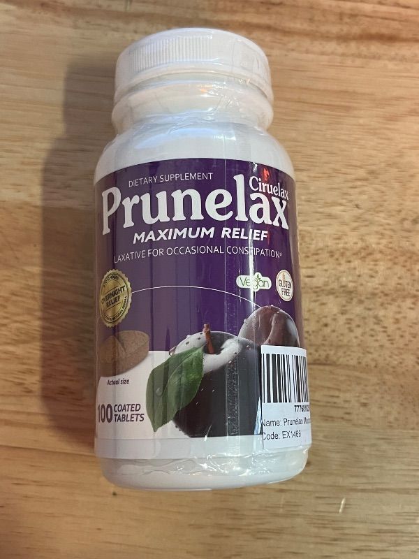 Photo 1 of Exp 01/28 ** Prunelax Ciruelax Maximum Relief Laxative Tablets with Natural Senna for Occasional Constipation, Senna Extract, Vegan & Gluten-Free, Gentle Overnight Relief - 100ct
