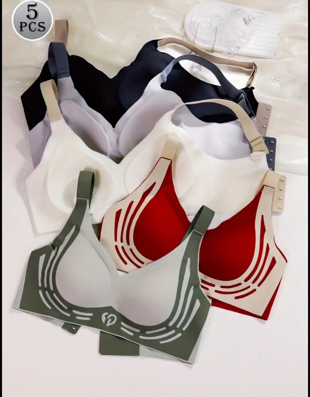Photo 1 of (M) 5Pcs Womens Full Coverage Bralette With High Support and Wide Straps
