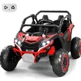 Photo 1 of 24V Ride on Toys 4WD Ride on Cars with Remote Control, 1 Seater Electric Car for Kids, Power Car Wheels, UTV w/ 4 Motors, Music, Lights, 3 Speeds, Red