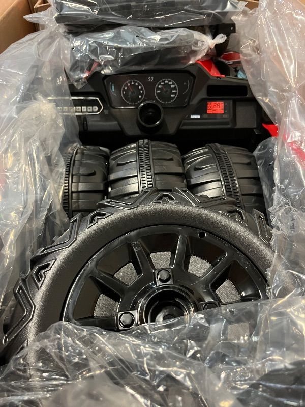 Photo 1 of 24V Ride on Toys 4WD Ride on Cars with Remote Control, 1 Seater Electric Car for Kids, Power Car Wheels, UTV w/ 4 Motors, Music, Lights, 3 Speeds, Red