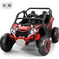 Photo 1 of 24V Ride on Toys 4WD Ride on Cars with Remote Control, 1 Seater Electric Car for Kids, Power Car Wheels, UTV w/ 4 Motors, Music, Lights, 3 Speeds, Red
