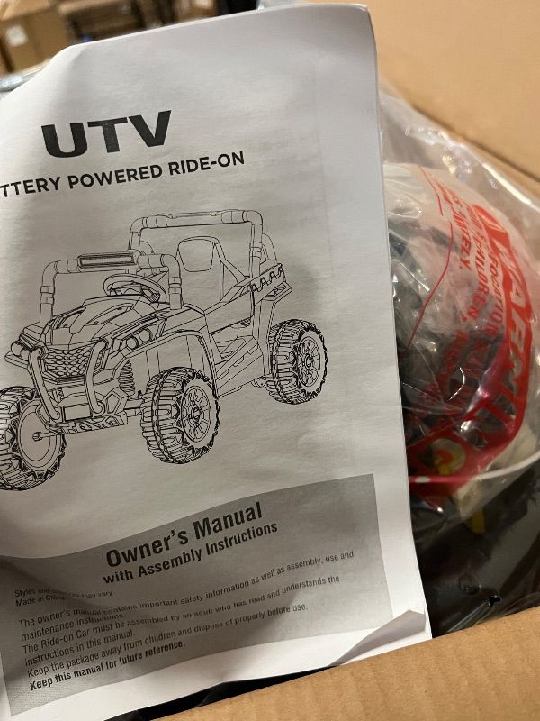 Photo 1 of 24V Ride on Toys 4WD Ride on Cars with Remote Control, 1 Seater Electric Car for Kids, Power Car Wheels, UTV w/ 4 Motors, Music, Lights, 3 Speeds, Red