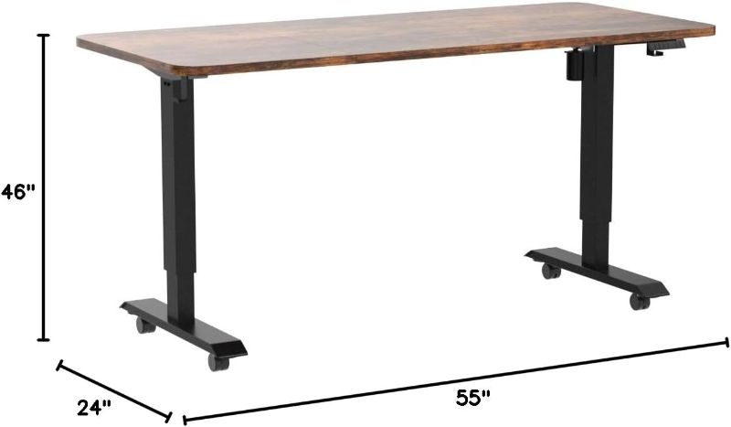 Photo 1 of Electric Adjustable Height Standing Desk, 55×24 Inches Sit Stand Desk with Power Socket, 2 USB Ports, 3 Power Outlets, 4 Wheels,4 Memory Buttons Home Office Computer Workstations
