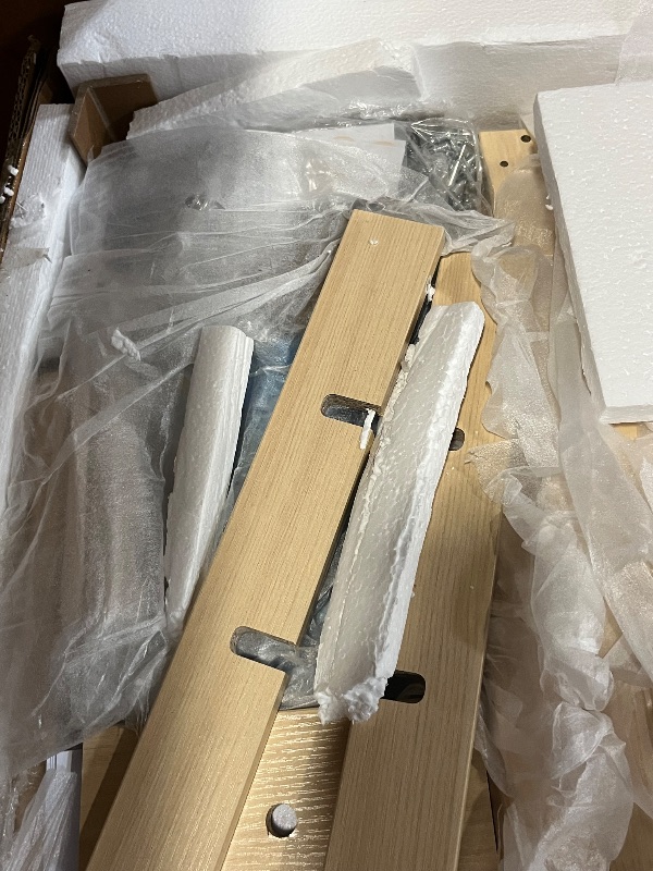 Photo 1 of 47" Makeup Vanity Desk with Large Mirror & LED Lights, Fluted Vanity with 7 Drawers, Tempered Glass Top & Charging Station, Modern Dressing Table for Bedroom, Dorm, Women & Girls, Natural Oak
