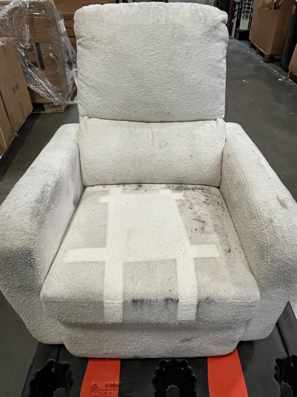 Photo 1 of Power Swivel Rocker Recliner, Oversized Boucle Nursery Glider Recliner, Swivel Rocking Reclining Chair with Removable Cushion and Lumbar Support for Nursery Living Room Bedroom, Teddy White
