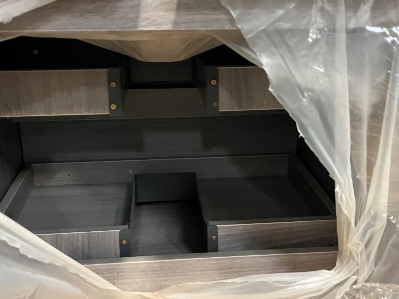 Photo 1 of 22 Inch Floating Bathroom Vanity with Sink, Modern Wall Mounted Small Bathroom Vanity, 2 Drawer Bathroom Sink Cabinet with Ceramic Sink, Soft Close Slides, Grey