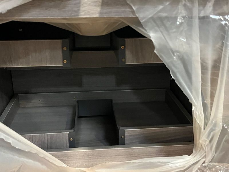 Photo 1 of 22 Inch Floating Bathroom Vanity with Sink, Modern Wall Mounted Small Bathroom Vanity, 2 Drawer Bathroom Sink Cabinet with Ceramic Sink, Soft Close Slides, Grey