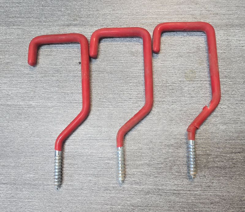 Photo 1 of 3 Pack 6 In. L Vinyl Coated Red Steel Storage Rafter Hook 40 Lb. Cap