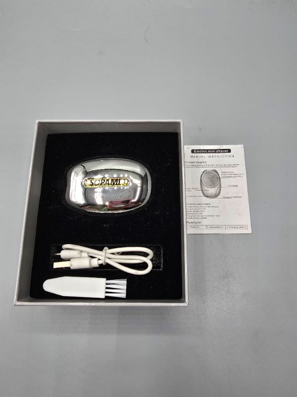 Photo 1 of Sopami Silver-Tone Waterproof USB Mini Electric Shaver 