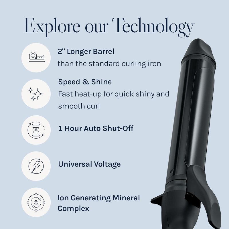 Photo 1 of Bio Ionic Long Barrel Curling Iron with Moisture Heat Technology & NanoIonic MX Versatile Curling Wand - Multiple Barrel Sizes for Tight, Classic, Loose & Soft Curls